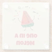 1つのメロン – スイカのコースターデザイン ガラスコースター (裏面)