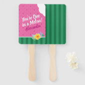 "1つのメロン"ピンクと緑のスイカ熱帯 ハンドファン (正面&裏面)