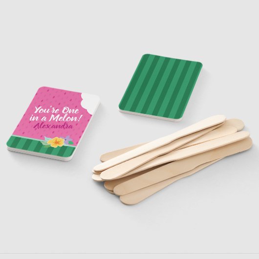 "1つのメロン"ピンクと緑のスイカ熱帯 ハンドファン (組立なし)