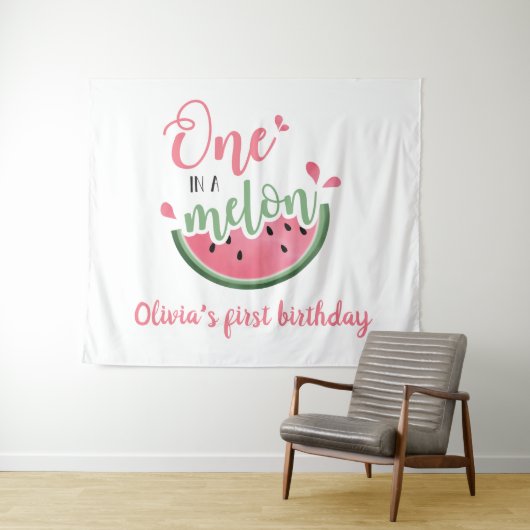 1つのメロン 水彩 メロンの1歳の誕生日 タペストリー (インサイチュ(横))