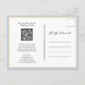 1つのモダンにダスティブルーシンプルス結婚スクリプト インビテーションポストカード (裏面)