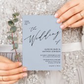 1つのモダンにダスティブルーシンプルス結婚スクリプト 招待状