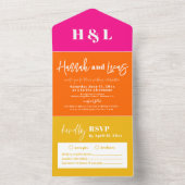 1つのモダンはっきりした結婚式招待状で明るい オールインワン招待状 (内側)