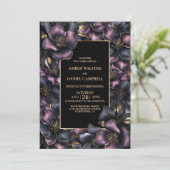 1つのモダンほこりっぽいピンク色の灰色のフローラ結婚 招待状 (スタンド正面)