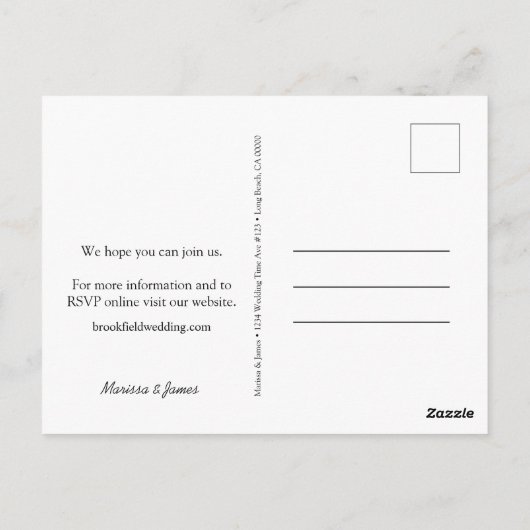 1つのモダンフローラに関する結婚式招待状RSVP ポストカード (裏面)