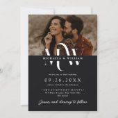 1つのモダンモノグラエレガントムQRコードの全結婚部 招待状 (正面)