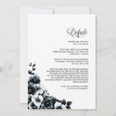 1つのモダン白黒フローラに結婚すべて 招待状 (裏面)