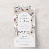 1つのモダン結婚式でフローラをすべて招待 オールインワン招待状 (内側)