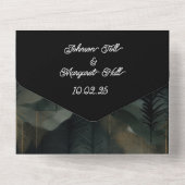 1つのモダン結婚式で森の月の夜 オールインワン招待状 (裏面)