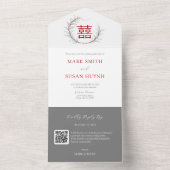 1つのモダン結婚式招待状中国の内のすべて(赤) オールインワン招待状 (内側)