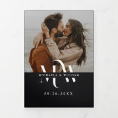 1つのモダン詳細ですべてRSVP QRコード結婚 三つ折り招待状 (カバー)