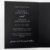 1つのモダン詳細ですべてRSVP QRコード結婚 三つ折り招待状 (内部最初)