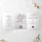 1つのモダン詳細ですべてRSVP QRコード結婚 三つ折り招待状 (内部)