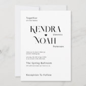 1つのモダンQR rsvpの中はっきりしたの全てのタイポグラフィ結婚 招待状 (正面)