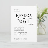 1つのモダンQR rsvpの中はっきりしたの全てのタイポグラフィ結婚 招待状 (スタンド正面)