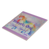 1つのユニークなユニコーンです! 女性女の子 タイル (側面)