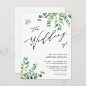 1つのユーカリの緑の中でQRコー結婚ド インビテーションポストカード (正面/裏面)