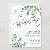 1つのユーカリの緑の中でQRコー結婚ド 招待状 (正面)