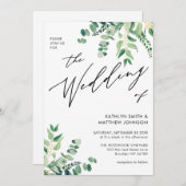 1つのユーカリの緑の中でQRコー結婚ド 招待状 (正面/裏面)