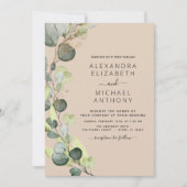 1つのユーカリQRコードのテラコッタ結婚すべて 招待状 (正面)