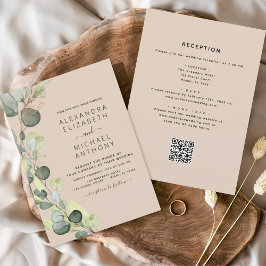 1つのユーカリQRコードのテラコッタ結婚すべて 招待状