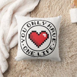 1つのライフピクセルハートビデオゲームのみ クッション