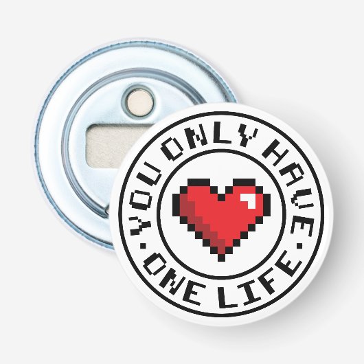 1つのライフピクセルハートビデオゲームのみ 栓抜き (正面)