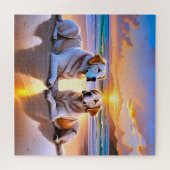1つのラブラドール上の2つのビーチ取得 ジグソーパズル (横)