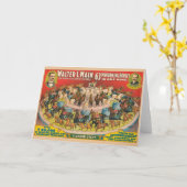 1つのリングや輪で63の馬を演奏するサーカスのポスター カード (黄色い花)