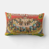 1つのリングや輪で63の馬を演奏するサーカスのポスター ランバークッション (裏面)