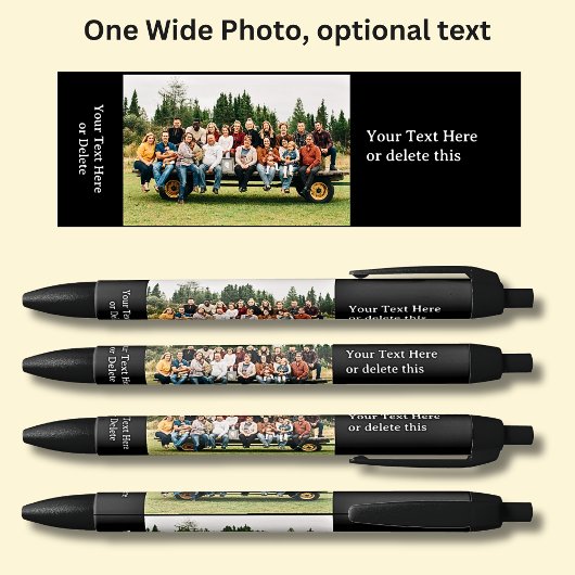 1つのロングワイド写真とオプションの文字（ブラック） 黒ボールペン