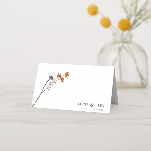 1つのワイルドフラワー結婚のサンプル プレイスカード (裏面)