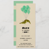 1つのワニの誕生会の回転 招待状 (正面/裏面)