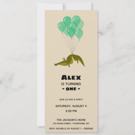 1つのワニの誕生会の回転 招待状