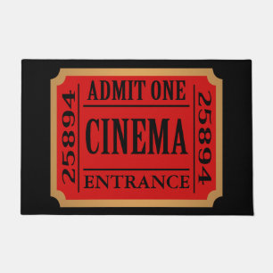 1つのヴィンテージの映画館のチケットを是認して下さい ドアマット