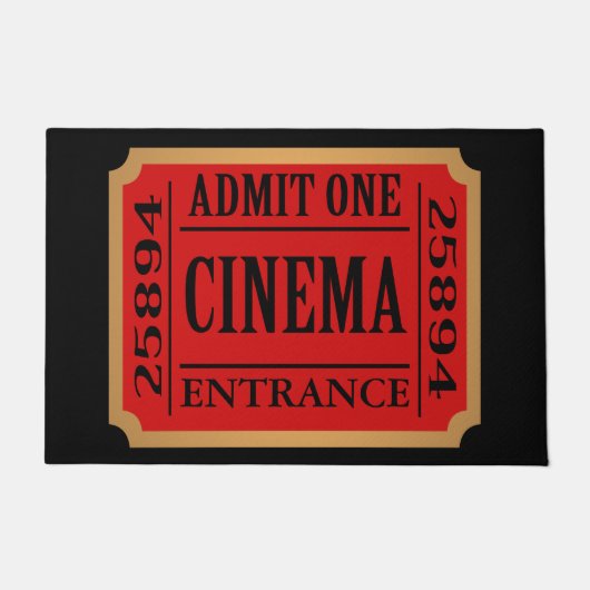 1つのヴィンテージの映画館のチケットを是認して下さい ドアマット (正面)