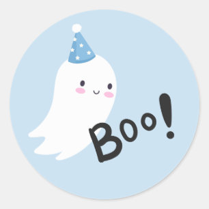 1つの不気味かわいいハロウィーン幽霊1st誕生日のお願い ラウンドシール