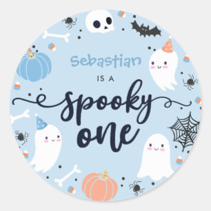 1つの不気味かわいいハロウィーン幽霊1st誕生日のお願い ラウンドシール