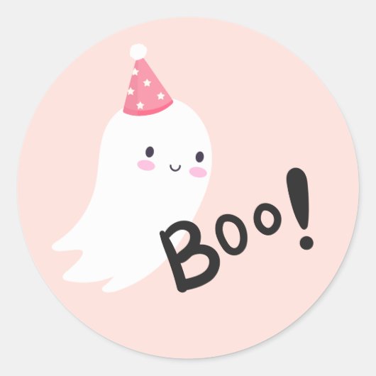1つの不気味かわいいハロウィーン幽霊1st誕生日のお願い ラウンドシール (正面)