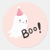 1つの不気味かわいいハロウィーン幽霊1st誕生日のお願い ラウンドシール (正面)