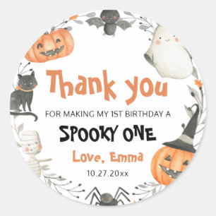 1つの不気味かわいいハロウィーン幽霊1st誕生日のお願い ラウンドシール