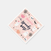 1つの不気味かわいいハロウィーン幽霊1st誕生日デコール スタンダードカクテルナプキン (角)