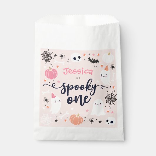 1つの不気味かわいいハロウィーン幽霊1st誕生日デコール フェイバーバッグ (正面)