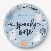 1つの不気味かわいいハロウィーン幽霊1st誕生日デコール ペーパープレート (正面)