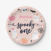 1つの不気味かわいいハロウィーン幽霊1st誕生日デコール ペーパープレート (正面)