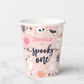 1つの不気味かわいいハロウィーン幽霊1st誕生日デコール 紙コップ (裏面)