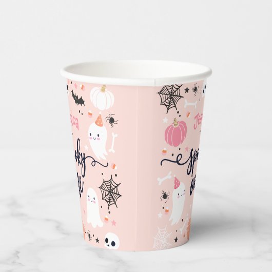 1つの不気味かわいいハロウィーン幽霊1st誕生日デコール 紙コップ (右)