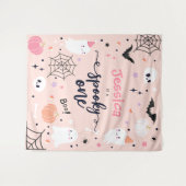 1つの不気味かわいいハロウィーン幽霊1st誕生日バーン タペストリー (正面(横))