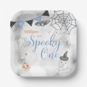 1つの不気味かわいいハロウィーン幽霊1st誕生日パーティー ペーパープレート (正面)