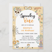 1つの不気味かわいいハロウィーン幽霊1st誕生日パーティー 招待状 (正面)